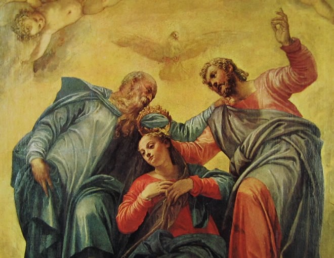 Paolo Caliari detto il Veronese: Dipinti per la sagrestia di San Sebastiano – l’incoronazione della Madonna – cm. 170, Chiesa di San Sebastiano, Venezia